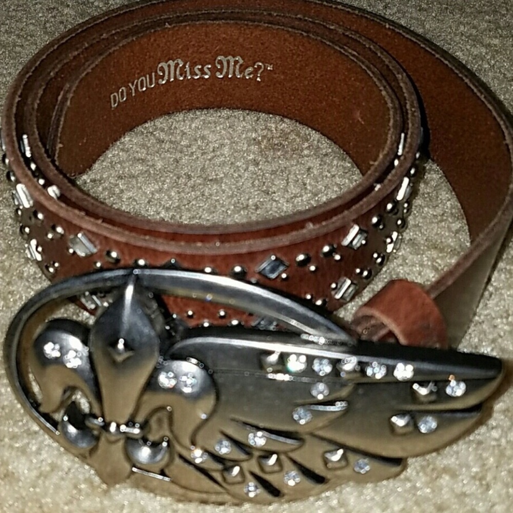 Miss Me leather embellished belt